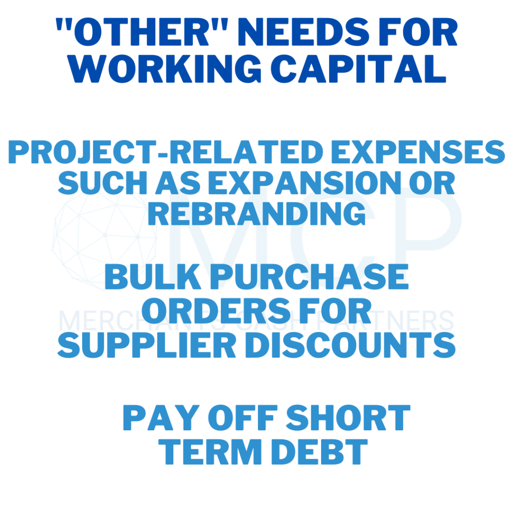 Other Needs For Working Capital